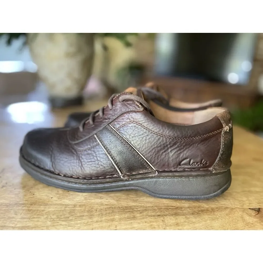 Clarks Active Air Brown Leather Oiled Split Toe Oxford Shoes Men's 10M